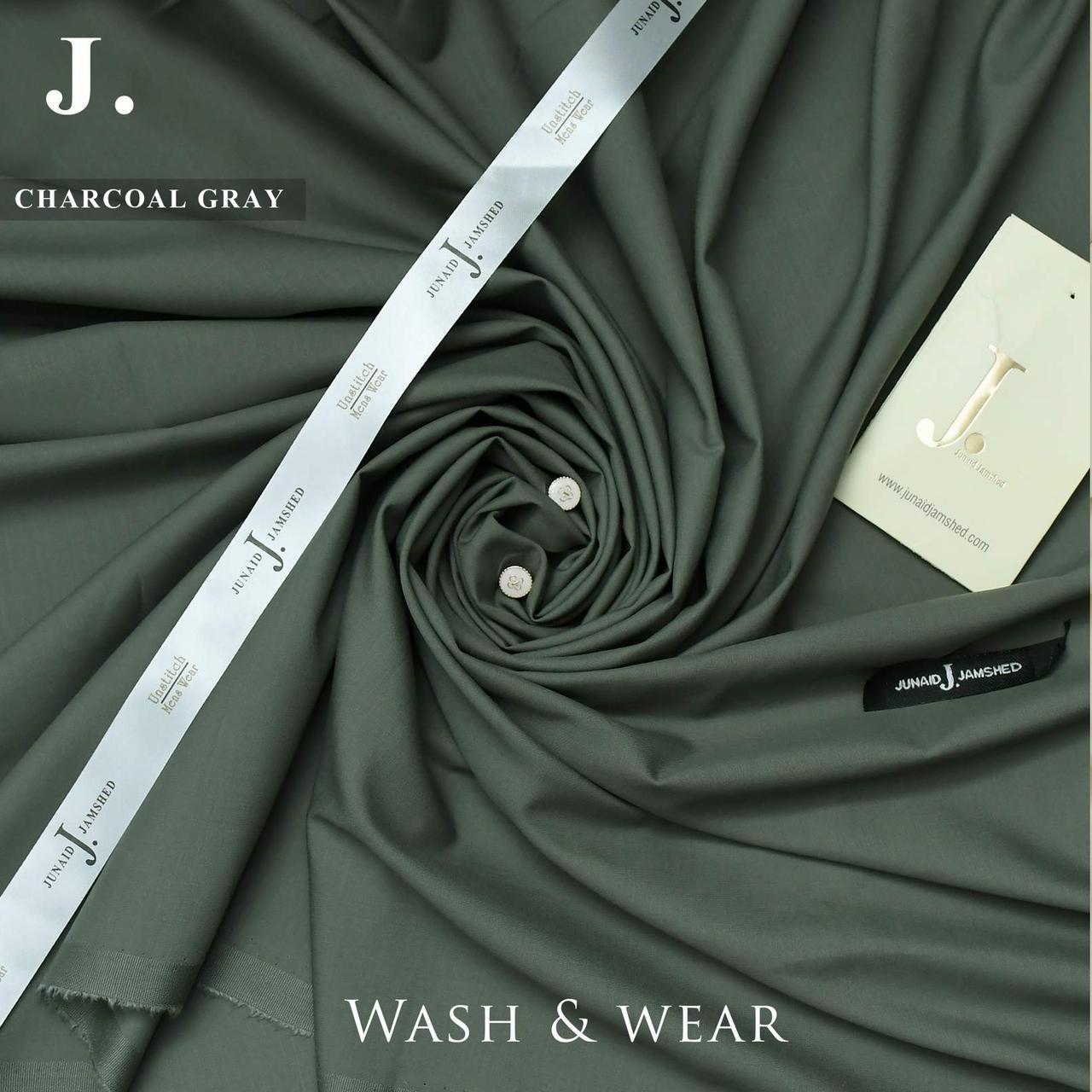 Charcoal Wash & Wear Unstitched Fabric for Men