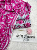 Bin Saeed Printed Khaddar 3 Piece Unstitched Suit BS -001 Summer Collection