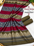 Luxury Banarsi Jacquard Pashmina Shawl & Dhanak Unstitched 3-Piece Suit - JS14