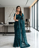 Unstitched Net Indian Saree Party wear - zinc