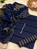 Khaddi - 3PC Marina Unstitched Suit -   Blue