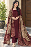 Luxury Banarsi Jacquard Pashmina Shawl & Dhanak Unstitched 3-Piece Suit - JS21