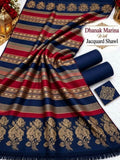 Luxury Banarsi Jacquard Pashmina Shawl & Dhanak Unstitched 3-Piece Suit - JS04