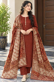 Luxury Banarsi Jacquard Pashmina Shawl & Dhanak Unstitched 3-Piece Suit - JS15