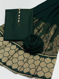 Luxury Banarsi Jacquard Pashmina Shawl & Dhanak Unstitched 3-Piece Suit - JS16