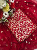 Shifoon Embroidery 3-Piece Suit  - Red