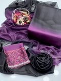 Shamoze Silk Digital Tye ‘N’ Dye 3pc Unstitched Suit - 153