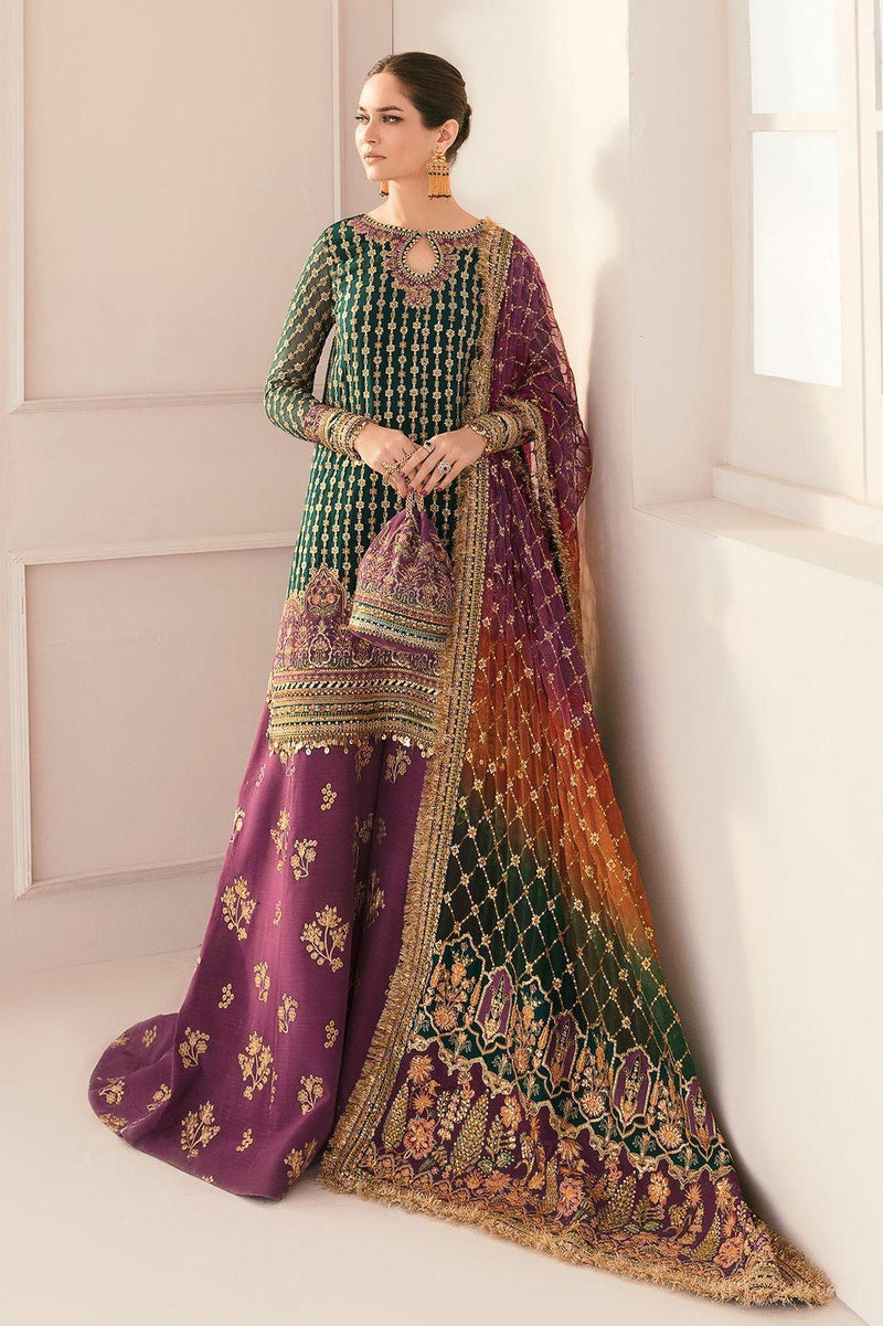 Baroque - Luxury Organza Heavy Embroidered 3 Piece Unstitched Suit - BR 05