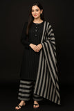 Khaddi - 3PC Marina Unstitched Suit - black
