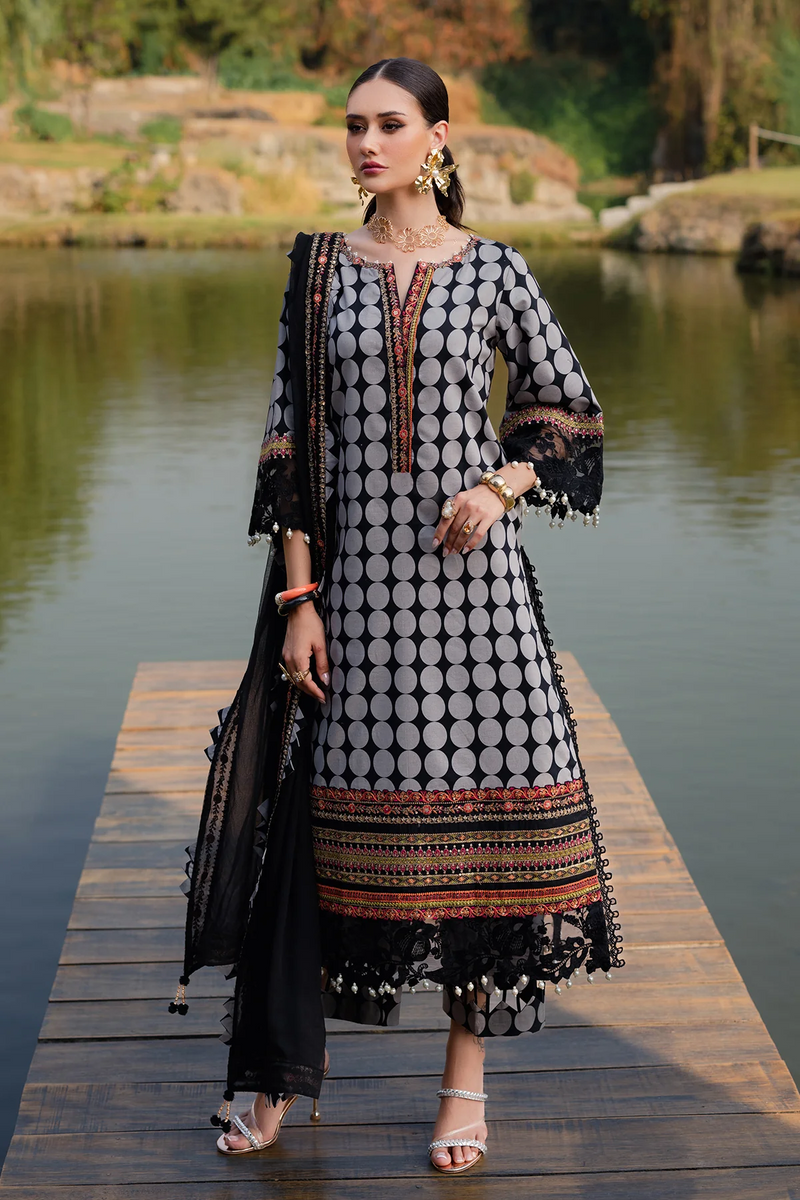 Crizma - Printed Patch Emb Lawn 3 Piece Unstitched Suit MI 126A Summer Collection