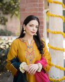 BAREEZE - 3PC LAWN SHIRT WITH ORGANZA PRINTED DUPPATA AND TROUSER