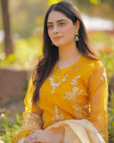 MARIA B - 3PC LAWN EMBROIDERED SHIRT WITH ORGANZA EMBROIDERED DUPPATA