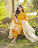 MARIA B - 3PC LAWN EMBROIDERED SHIRT WITH ORGANZA EMBROIDERED DUPPATA