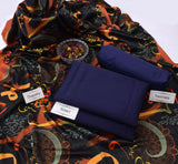 Katan Silk With Shawl Unstitched 3 Piece Suit for Women - blue