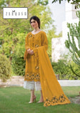 ZARQASH Full suit on bareeze cotton with chiffon embroidered dupatta