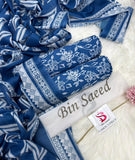 Bin-Saeed Printed Lawn 3 Piece Unstitched Suit BS - 004