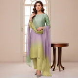 Shamoze Silk Digital Tye ‘N’ Dye 3pc Unstitched Suit - 207