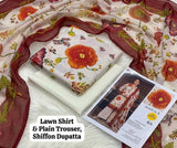 Printed Lawn With Shifoon Dupatta 3 Piece Unstitched Suit - Summer Collection - A 003
