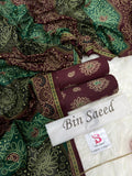 Bin-Saeed Printed Lawn 3 Piece Unstitched Suit BS - 010