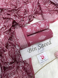 Bin-Saeed Printed Lawn 3 Piece Unstitched Suit BS - 015