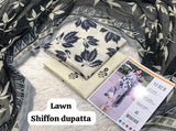 Printed Lawn With Shifoon Dupatta 3 Piece Unstitched Suit - Summer Collection - A 027