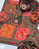 Shamoze Silk Digital Tye ‘N’ Dye 3pc Unstitched Suit - 142
