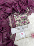 Bin-Saeed Printed Lawn 3 Piece Unstitched Suit BS - 012