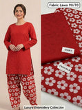 Lawn 2pc Chikenkari Embroidery With Printed Trouser - 924