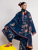 JUGNU - 3PC Unstitched Dhanak Embroidered Shirt with Printed Wool Shawl - D09