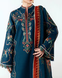 JUGNU- 3PC Unstitched Dhanak Embroidered Shirt with Printed Wool Shawl - D05