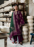 HUSSAIN REHAR - 3PC Unstitched Dhanak Embroidered Shirt with Printed Wool Shawl - D11